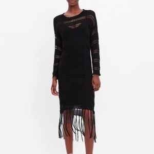 NWT Zara Fringe Crochet Dress  Sz. L